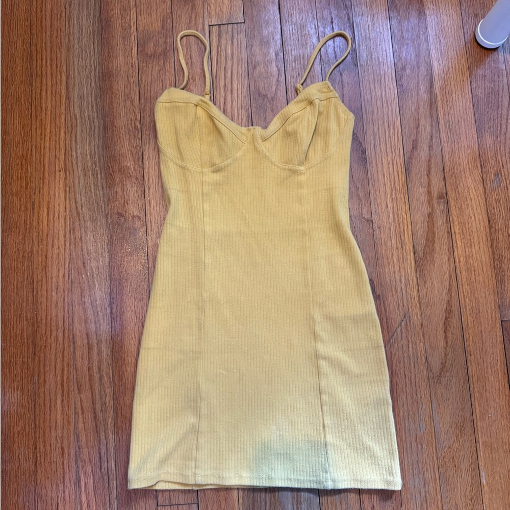 Privacy Please Mustard Ribbed Dress